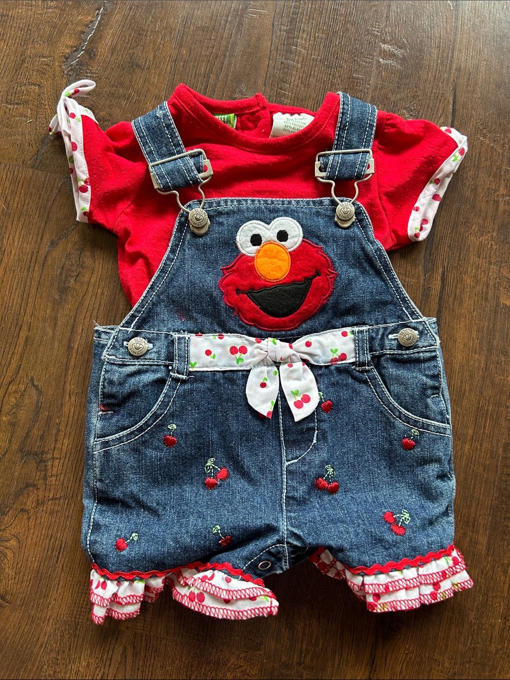 Vintage Elmo Cherry Short Overalls
